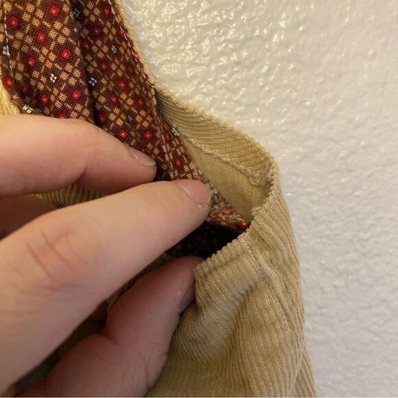 Tan Brown vintage corduroy wood button up character costume vest handmade L - Picture 3 of 6